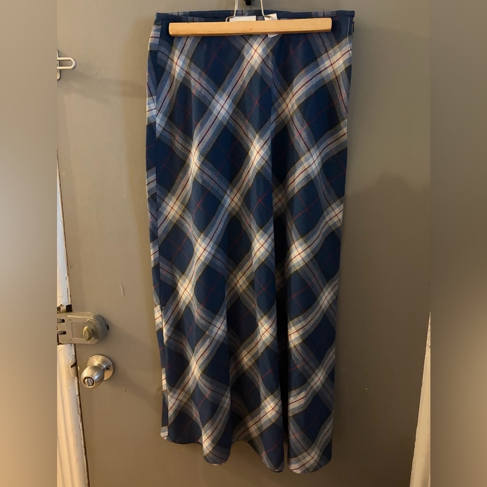 Vintage Liz Claiborne lizsport Navy Plaid‎ Maxi Skirt preppy old money
